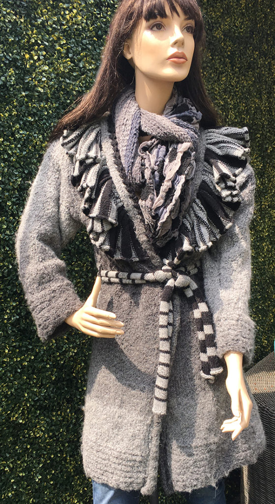 Manteau créateur tricot laine fait main