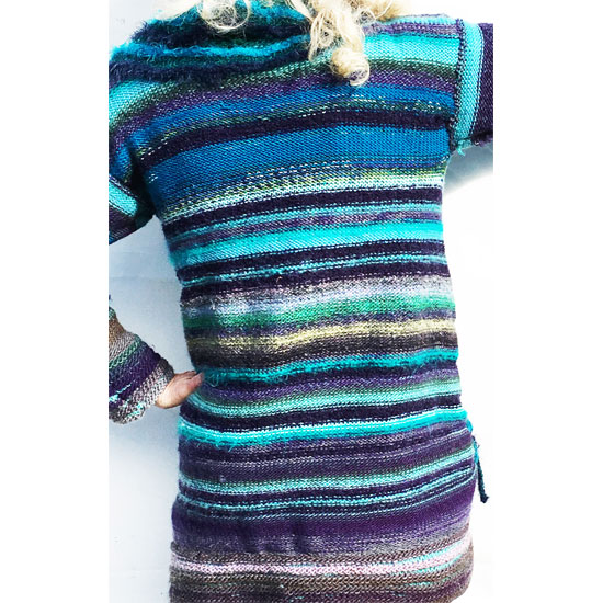 Veste tricot à volant en laine soie et mohair avec écharpe tricot fait main