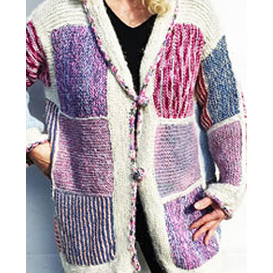 Veste patchwork tricot main laine