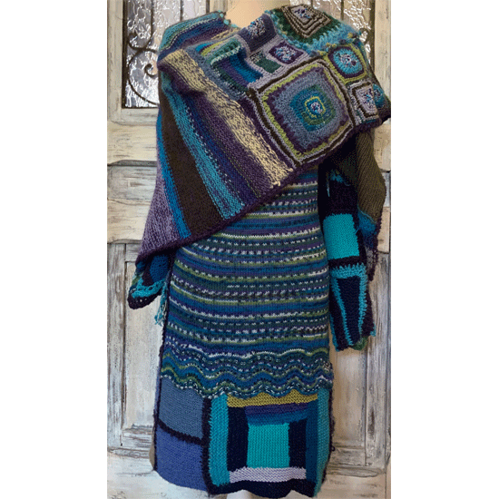 robe en tricot et crochet d'art, création tricot, pièce unique